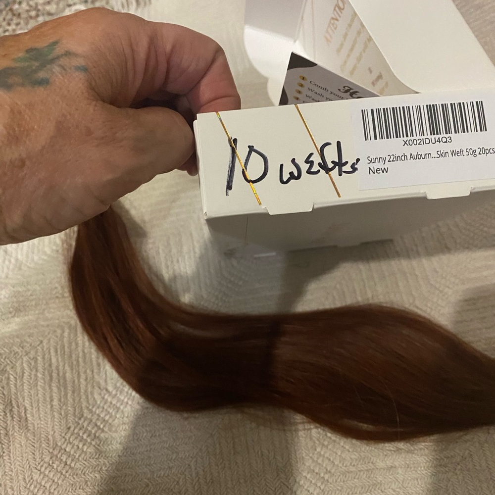 22” REAL hair tapped auburn extensions